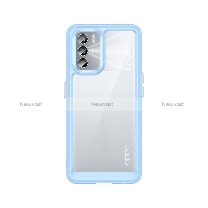 Silicone Transparent Frame Case Cover J01S for Oppo K9 Pro 5G Blue