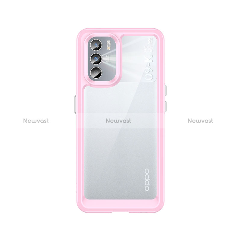 Silicone Transparent Frame Case Cover J01S for Oppo K9 Pro 5G Pink