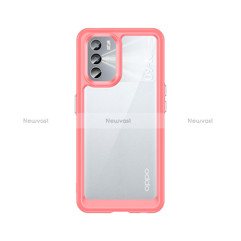 Silicone Transparent Frame Case Cover J01S for Oppo K9 Pro 5G Red