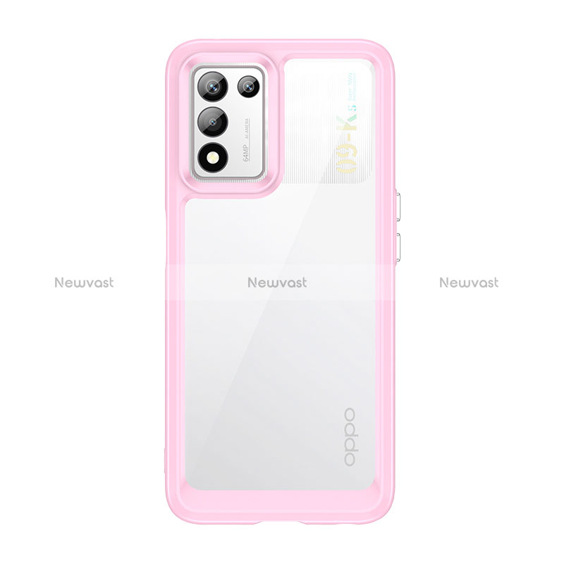 Silicone Transparent Frame Case Cover J01S for Oppo K9S 5G Pink