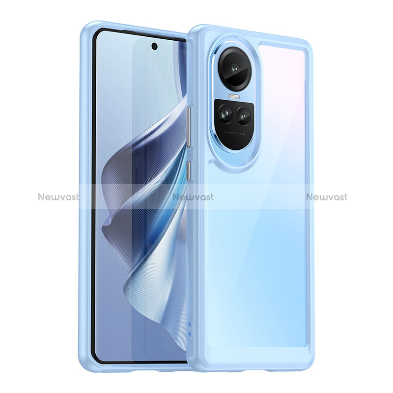 Silicone Transparent Frame Case Cover J01S for Oppo Reno10 Pro 5G Blue