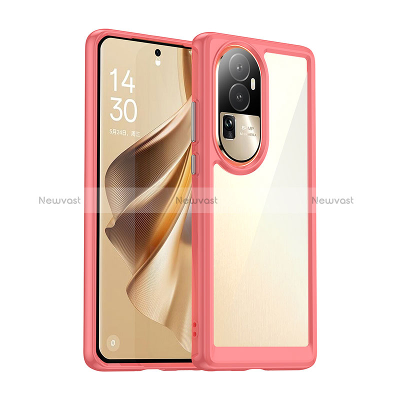 Silicone Transparent Frame Case Cover J01S for Oppo Reno10 Pro+ Plus 5G Red