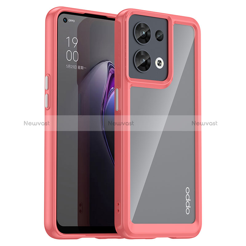 Silicone Transparent Frame Case Cover J01S for Oppo Reno8 5G