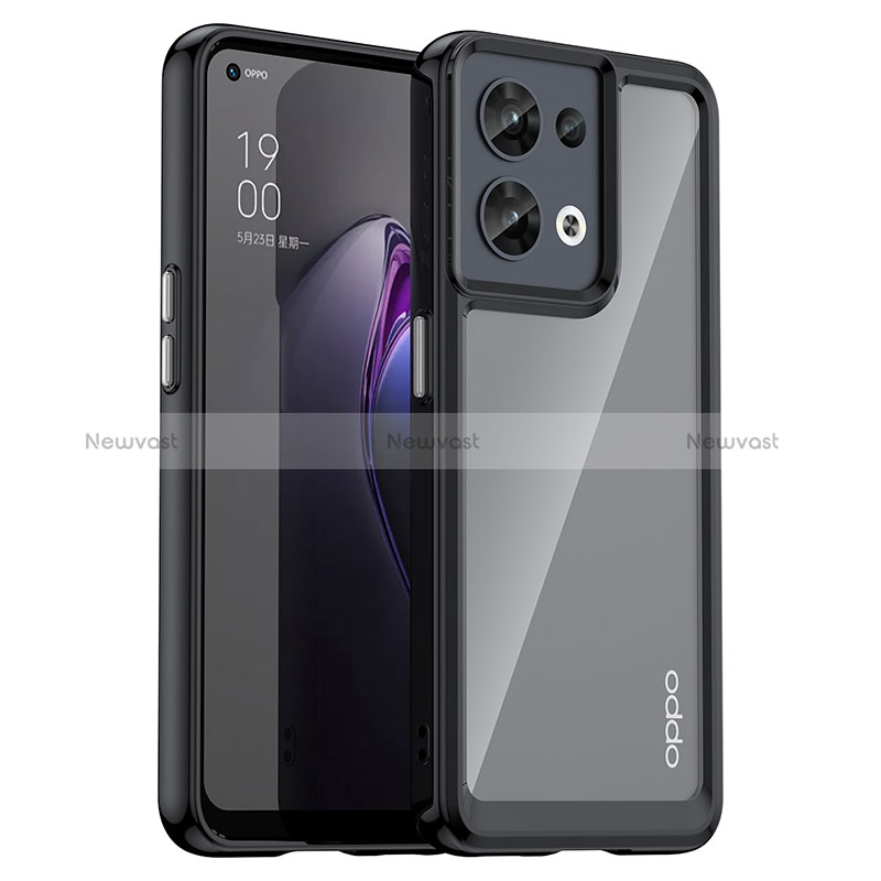 Silicone Transparent Frame Case Cover J01S for Oppo Reno8 5G Black