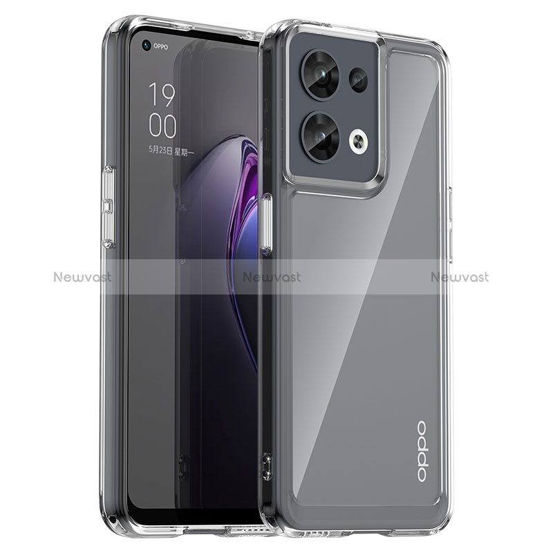 Silicone Transparent Frame Case Cover J01S for Oppo Reno8 5G Clear