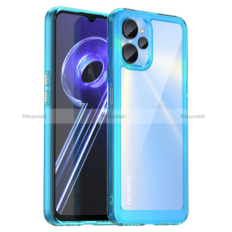 Silicone Transparent Frame Case Cover J01S for Realme 10T 5G Sky Blue