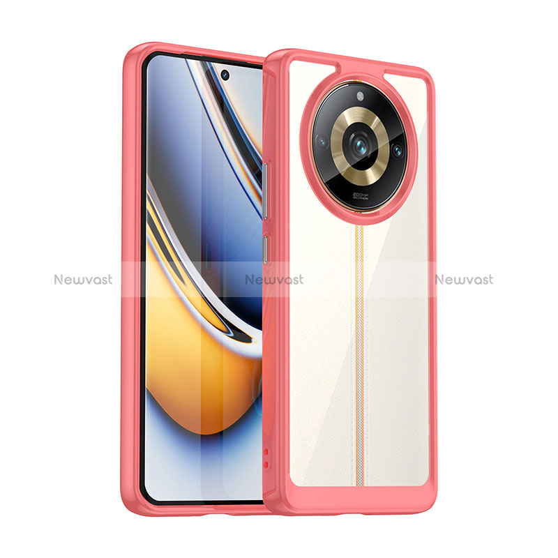 Silicone Transparent Frame Case Cover J01S for Realme 11 Pro+ Plus 5G Red