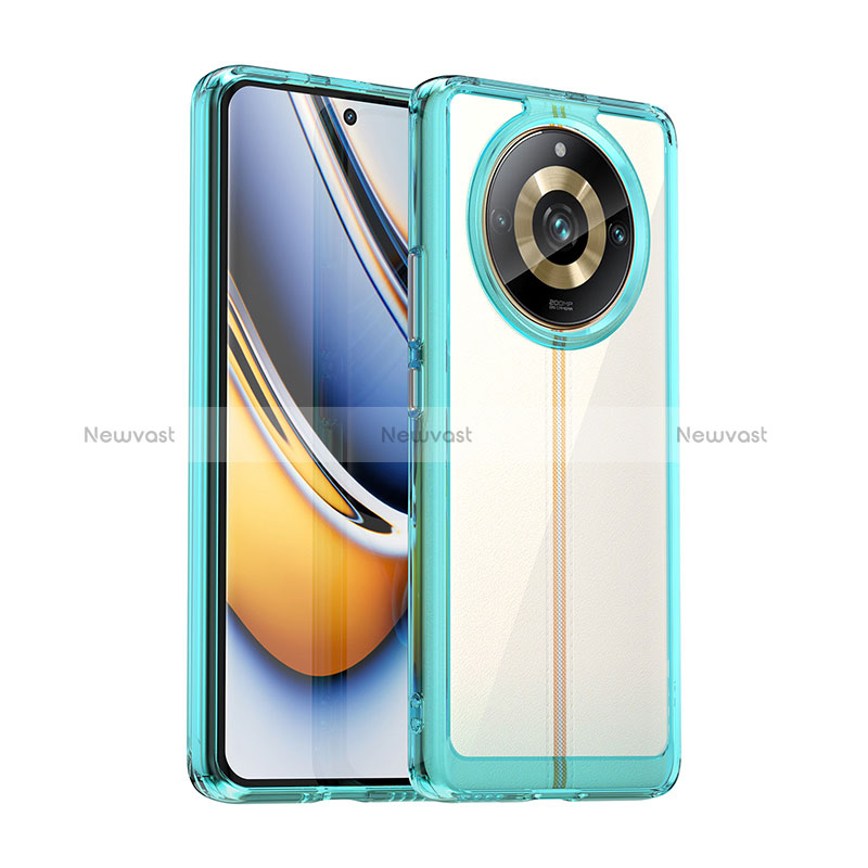 Silicone Transparent Frame Case Cover J01S for Realme Narzo 60 Pro 5G Sky Blue