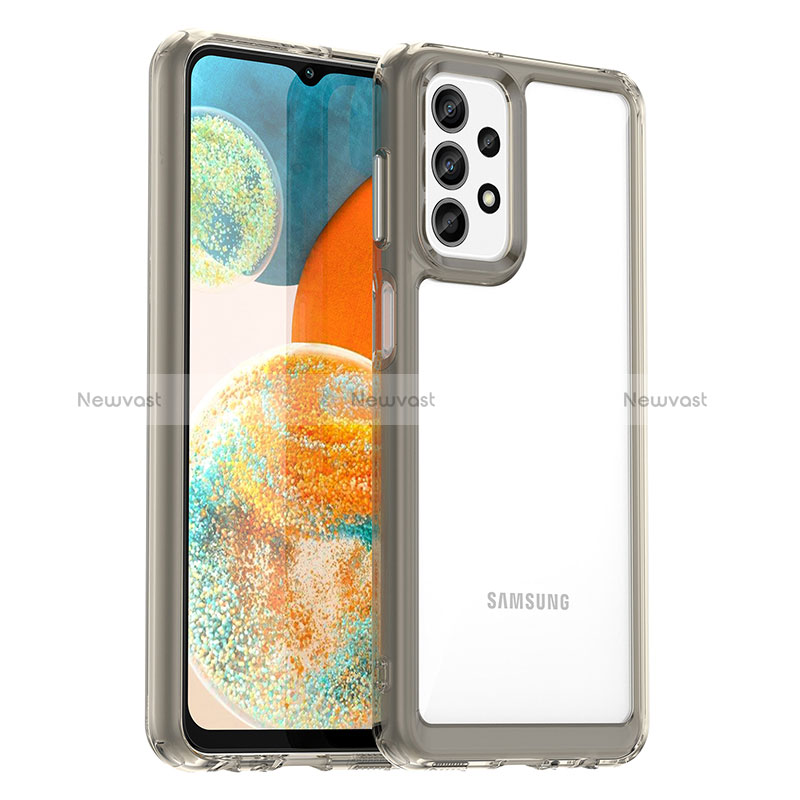 Silicone Transparent Frame Case Cover J01S for Samsung Galaxy A23 4G Gray