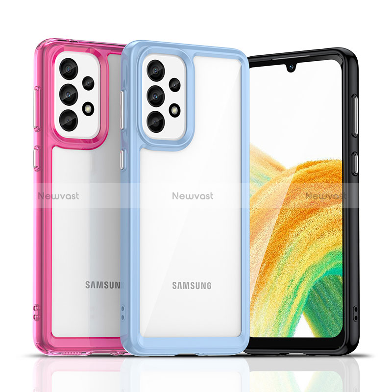 Silicone Transparent Frame Case Cover J01S for Samsung Galaxy A33 5G