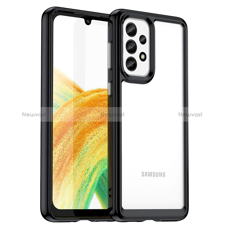 Silicone Transparent Frame Case Cover J01S for Samsung Galaxy A33 5G Black