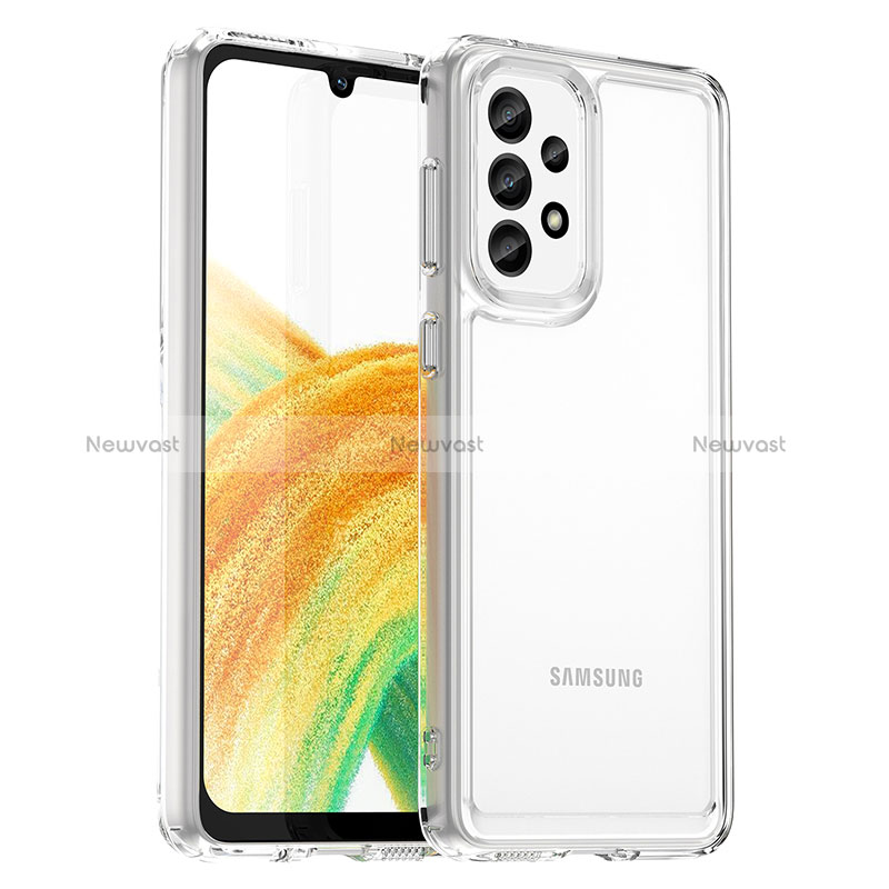 Silicone Transparent Frame Case Cover J01S for Samsung Galaxy A33 5G Clear