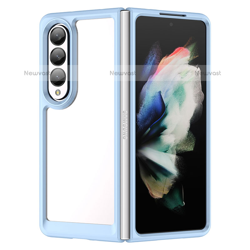 Silicone Transparent Frame Case Cover J01S for Samsung Galaxy Z Fold3 5G Blue