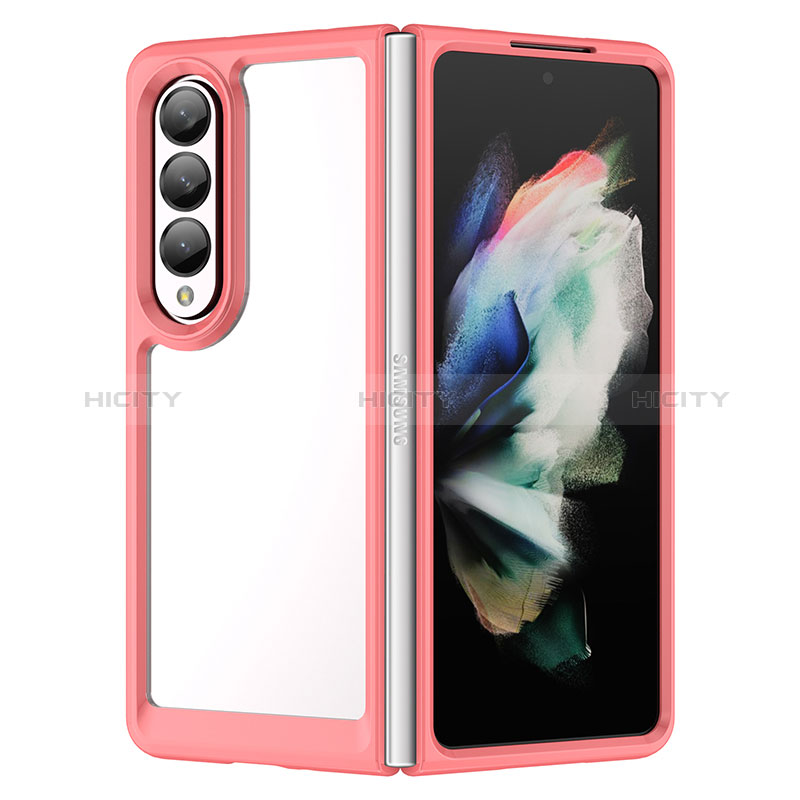 Silicone Transparent Frame Case Cover J01S for Samsung Galaxy Z Fold4 5G Red