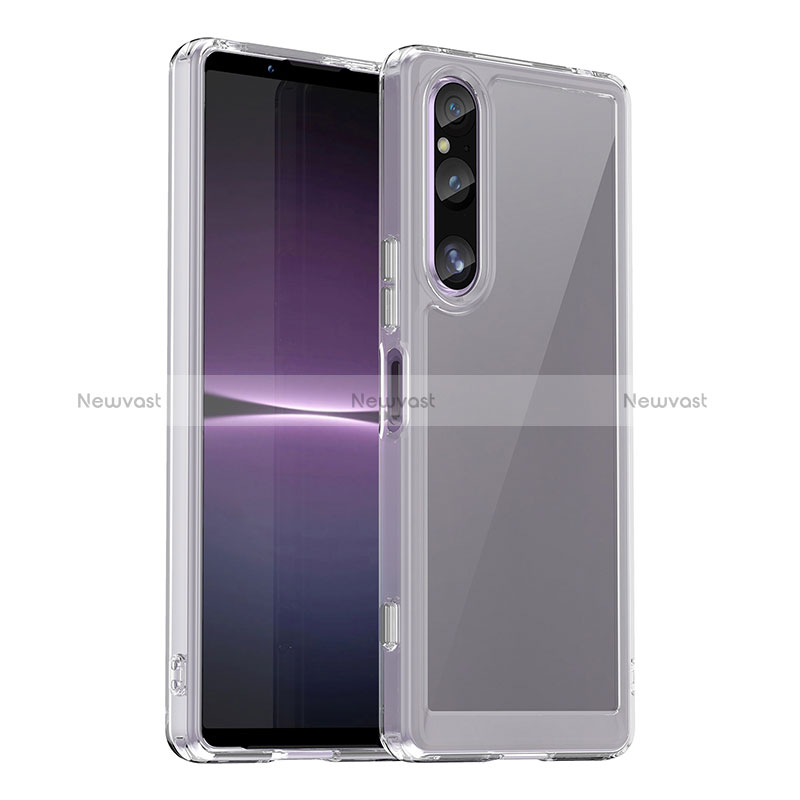 Silicone Transparent Frame Case Cover J01S for Sony Xperia 1 V Clear