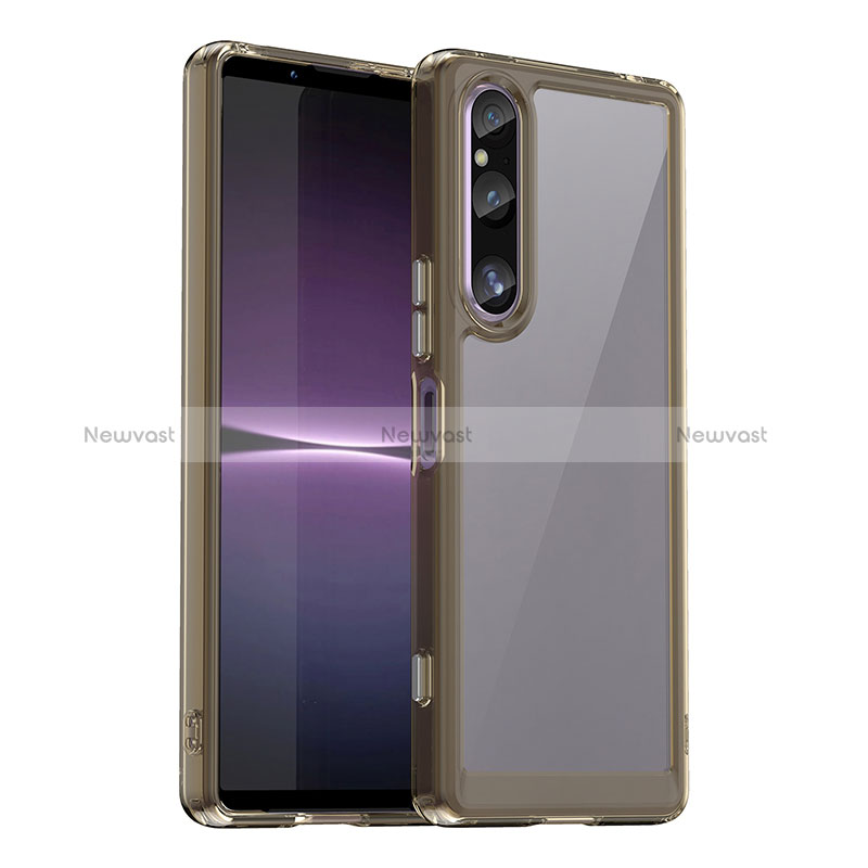 Silicone Transparent Frame Case Cover J01S for Sony Xperia 1 V Gray