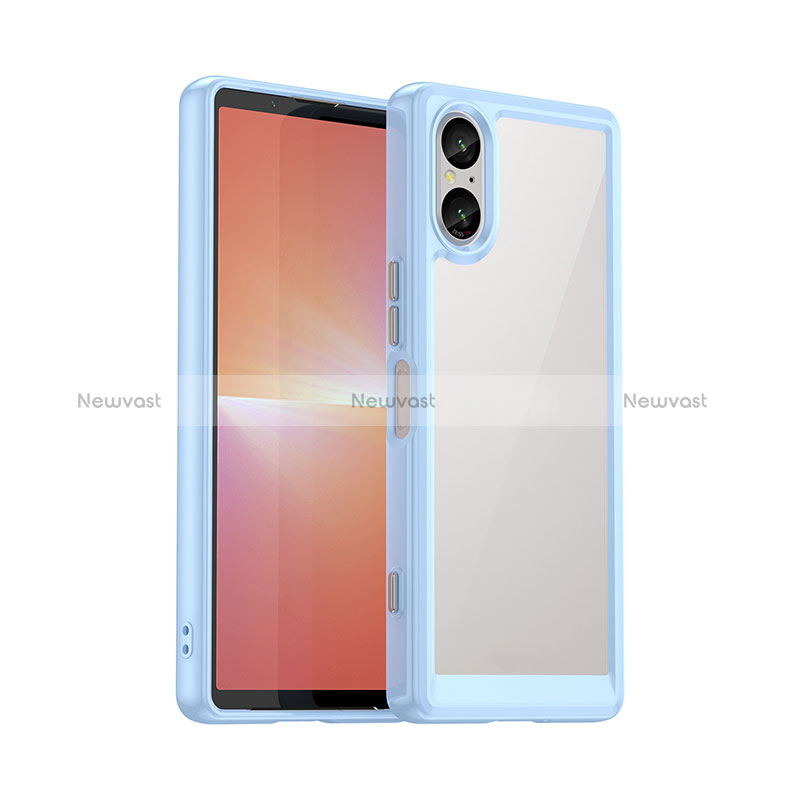 Silicone Transparent Frame Case Cover J01S for Sony Xperia 5 V Blue