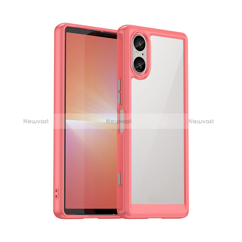 Silicone Transparent Frame Case Cover J01S for Sony Xperia 5 V Red