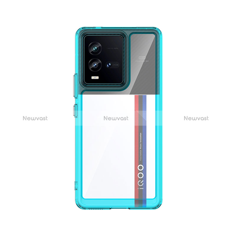 Silicone Transparent Frame Case Cover J01S for Vivo iQOO 10 5G Blue