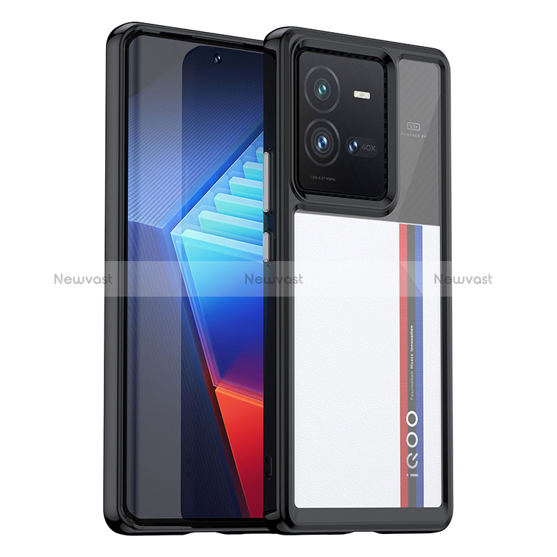 Silicone Transparent Frame Case Cover J01S for Vivo iQOO 10 Pro 5G Black