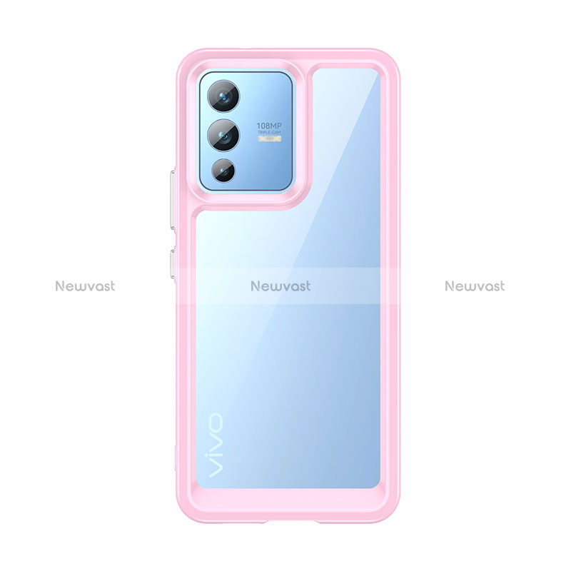 Silicone Transparent Frame Case Cover J01S for Vivo V23 5G