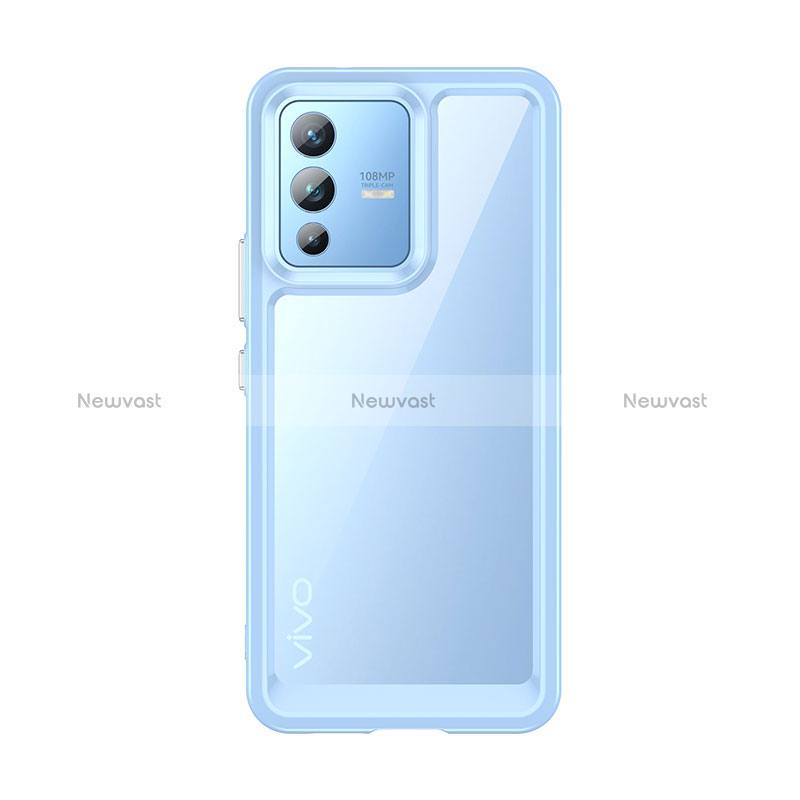 Silicone Transparent Frame Case Cover J01S for Vivo V23 5G