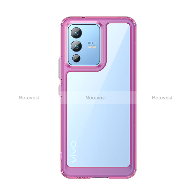 Silicone Transparent Frame Case Cover J01S for Vivo V23 5G