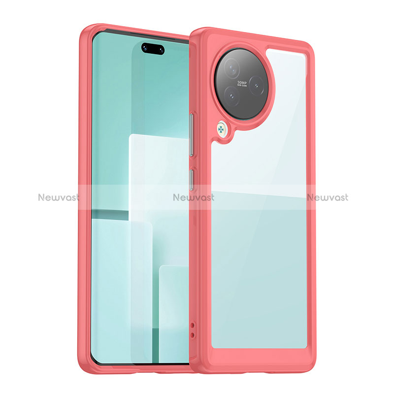 Silicone Transparent Frame Case Cover J01S for Xiaomi Civi 3 5G Red