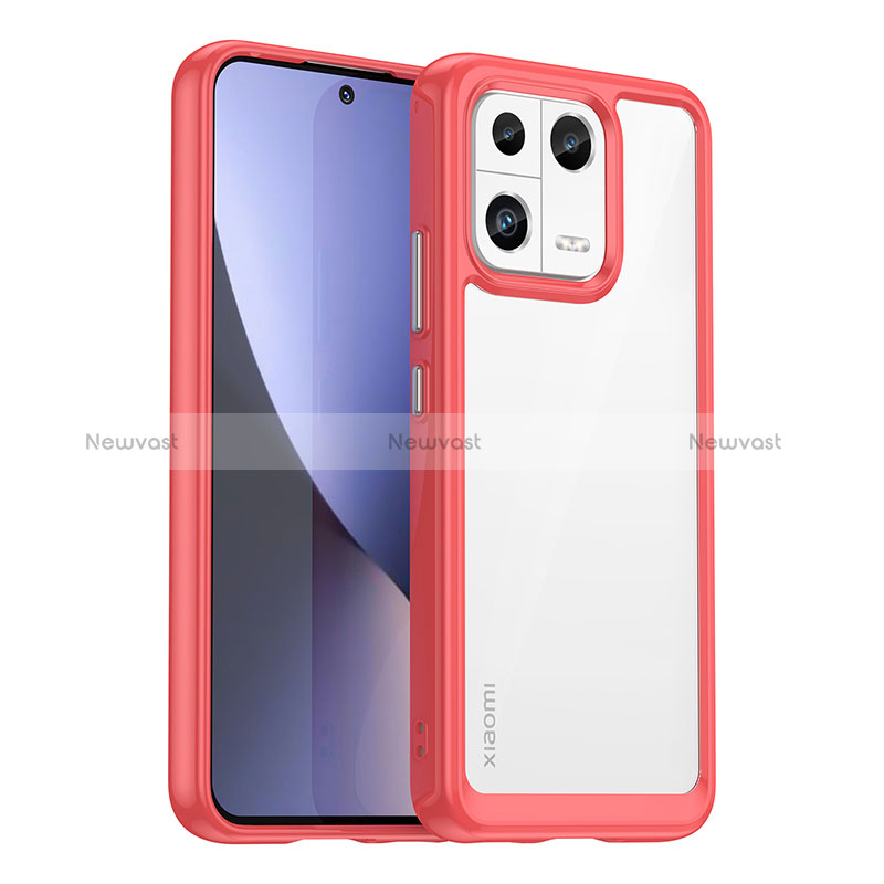 Silicone Transparent Frame Case Cover J01S for Xiaomi Mi 13 5G Red