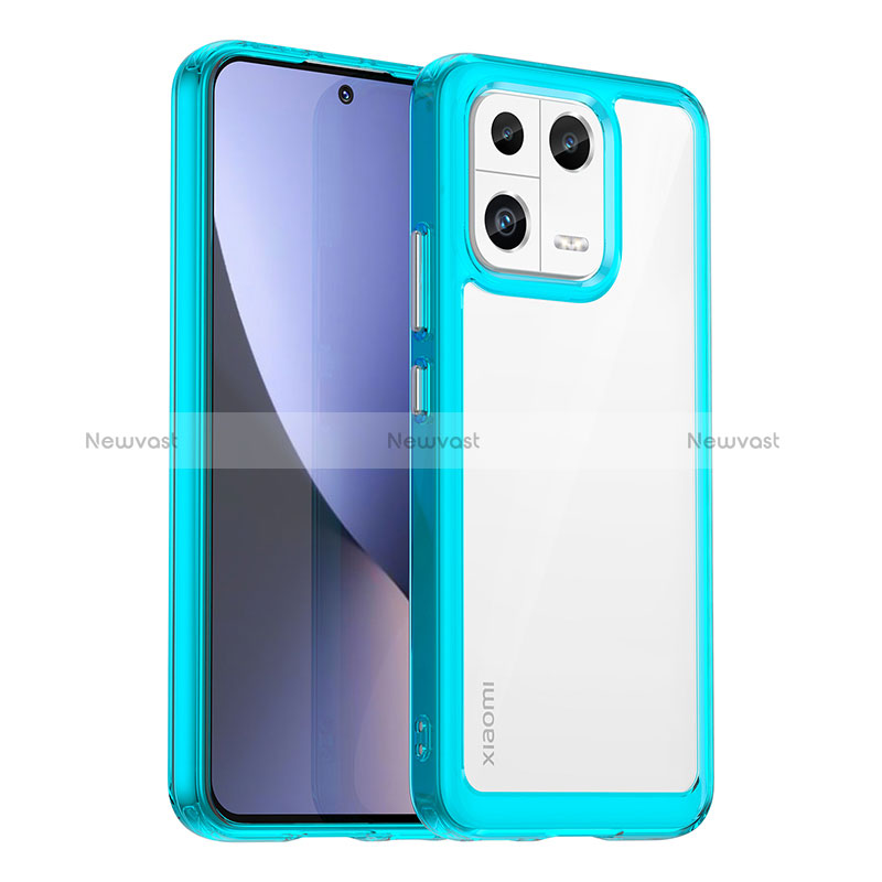 Silicone Transparent Frame Case Cover J01S for Xiaomi Mi 13 5G Sky Blue