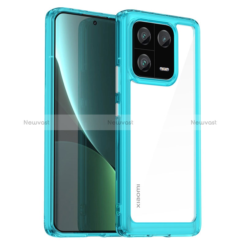 Silicone Transparent Frame Case Cover J01S for Xiaomi Mi 13 Pro 5G Sky Blue