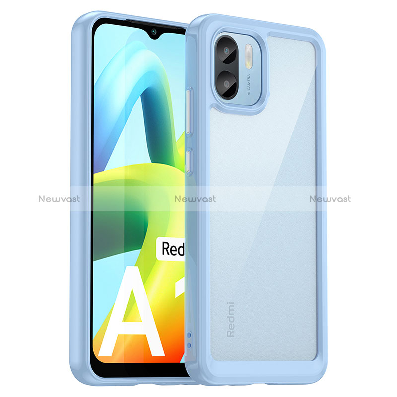 Silicone Transparent Frame Case Cover J01S for Xiaomi Poco C50 Blue