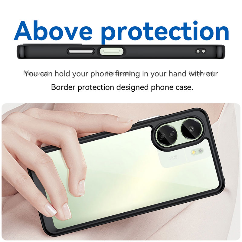 Silicone Transparent Frame Case Cover J01S for Xiaomi Poco C65