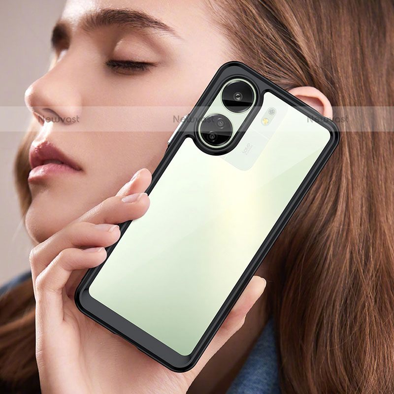 Silicone Transparent Frame Case Cover J01S for Xiaomi Poco C65