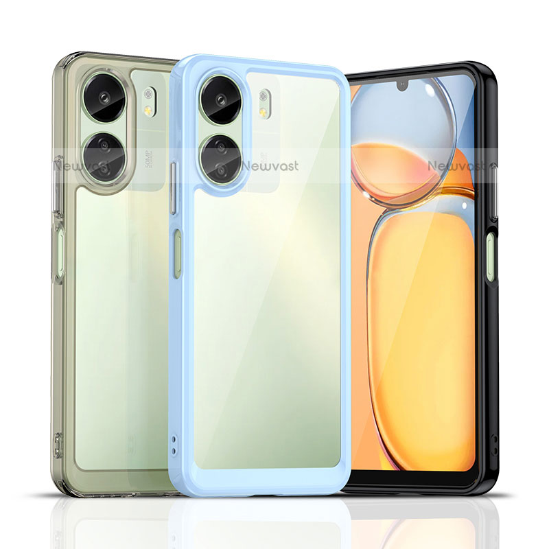 Silicone Transparent Frame Case Cover J01S for Xiaomi Poco C65