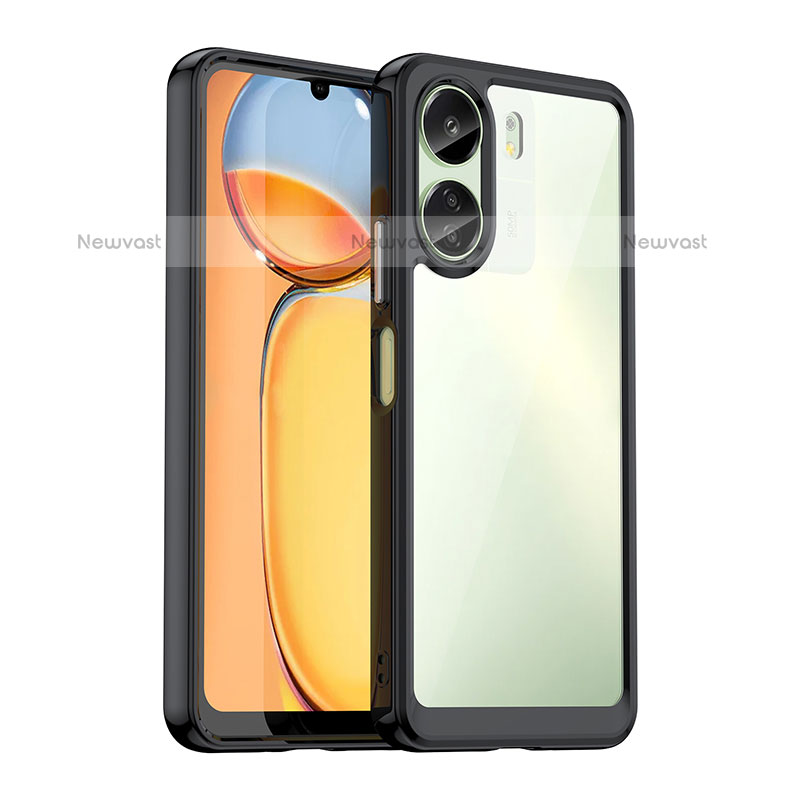 Silicone Transparent Frame Case Cover J01S for Xiaomi Poco C65 Black