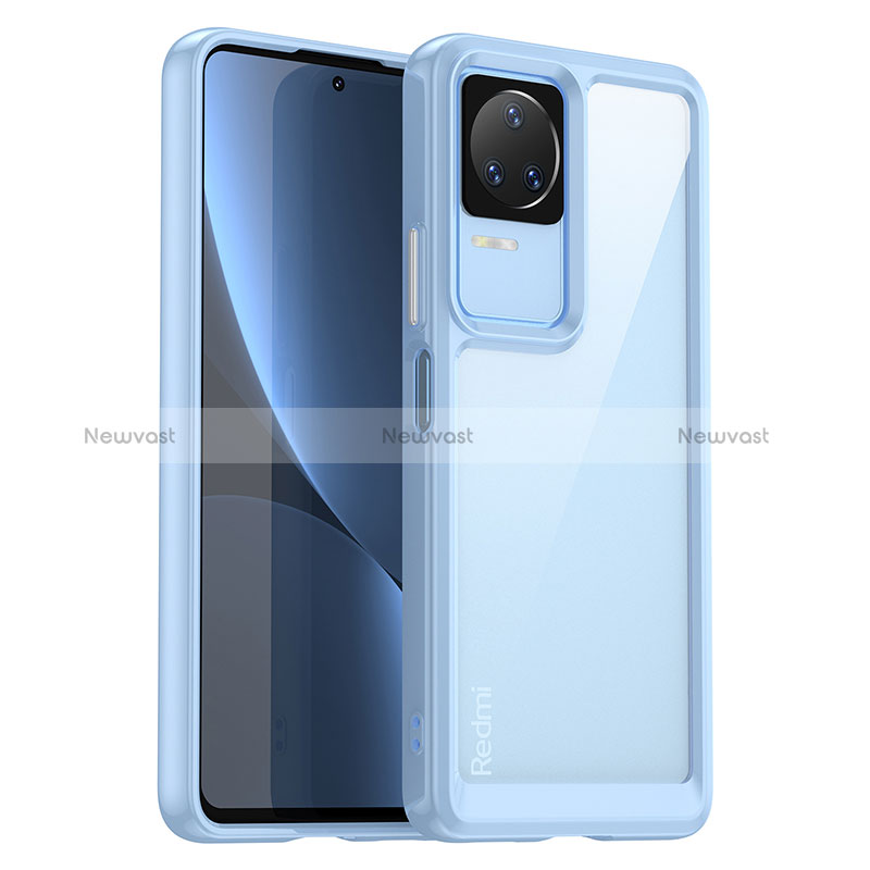 Silicone Transparent Frame Case Cover J01S for Xiaomi Poco F4 5G Blue