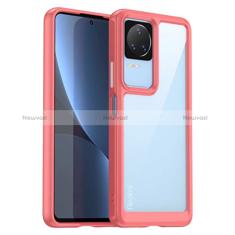 Silicone Transparent Frame Case Cover J01S for Xiaomi Poco F4 5G Red