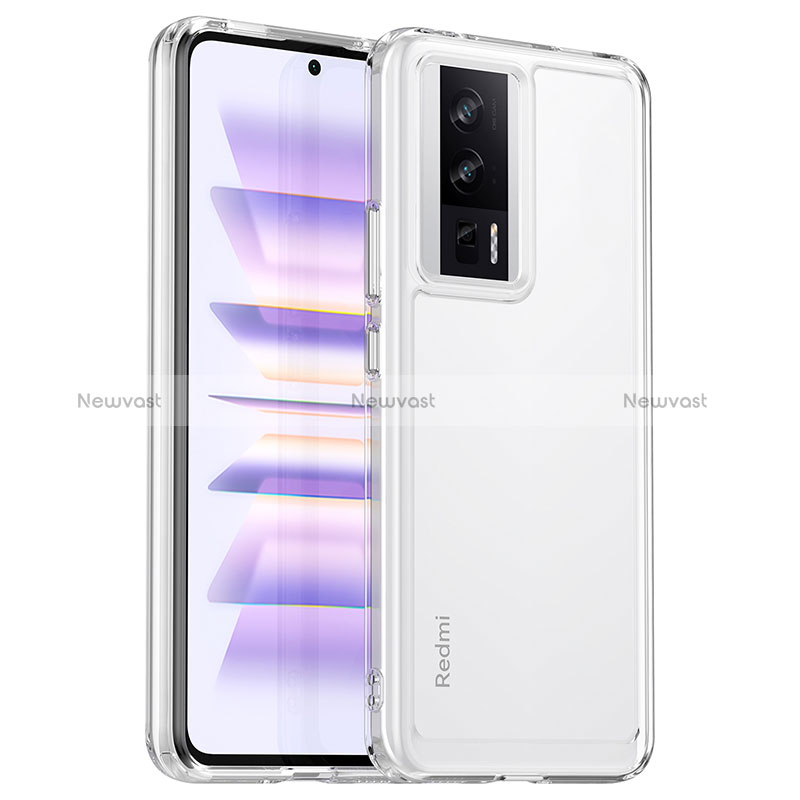 Silicone Transparent Frame Case Cover J01S for Xiaomi Poco F5 Pro 5G Clear