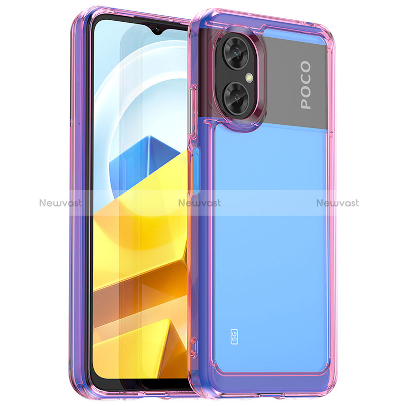 Silicone Transparent Frame Case Cover J01S for Xiaomi Poco M4 5G Clove Purple