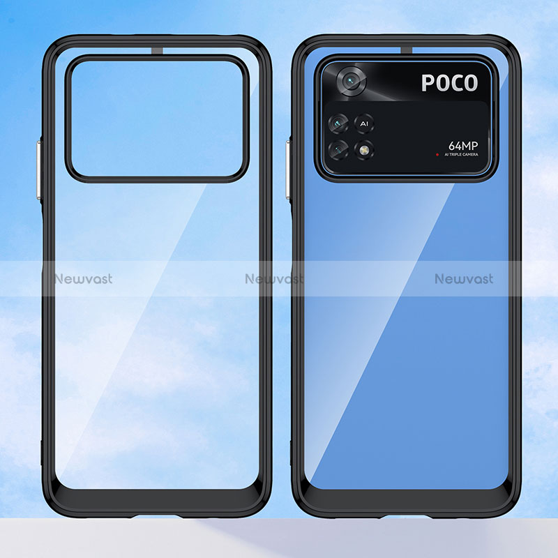 Silicone Transparent Frame Case Cover J01S for Xiaomi Poco M4 Pro 4G