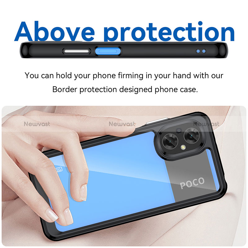 Silicone Transparent Frame Case Cover J01S for Xiaomi Poco M5 4G