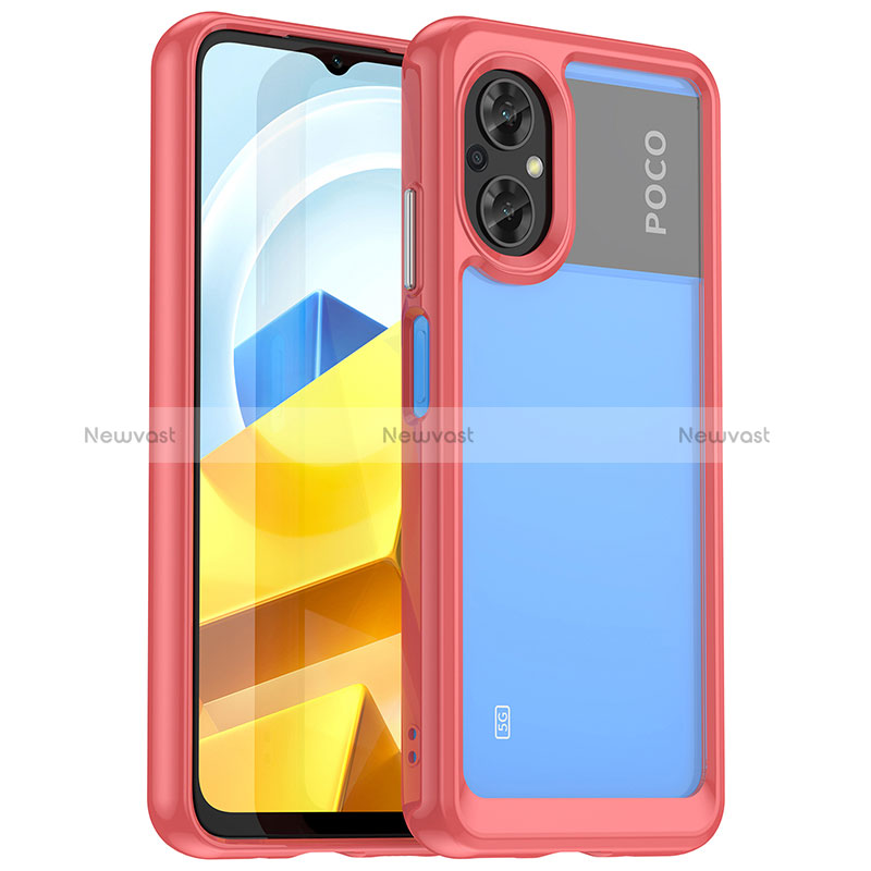 Silicone Transparent Frame Case Cover J01S for Xiaomi Poco M5 4G Red