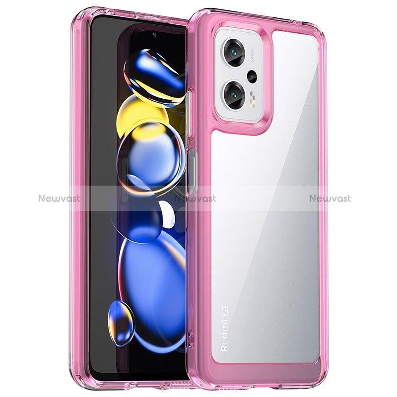 Silicone Transparent Frame Case Cover J01S for Xiaomi Poco X4 GT 5G Hot Pink