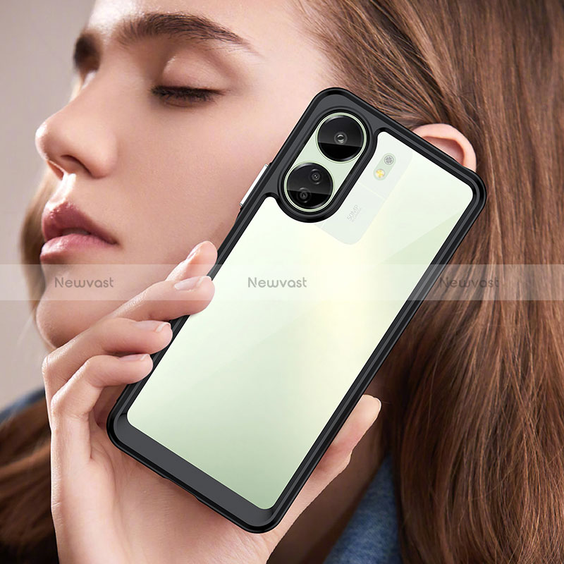 Silicone Transparent Frame Case Cover J01S for Xiaomi Redmi 13C