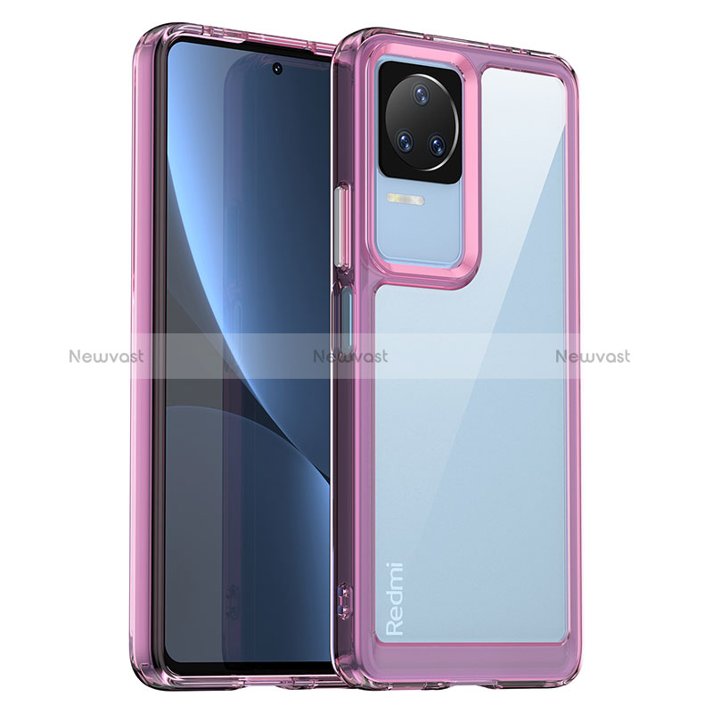 Silicone Transparent Frame Case Cover J01S for Xiaomi Redmi K40S 5G Clove Purple