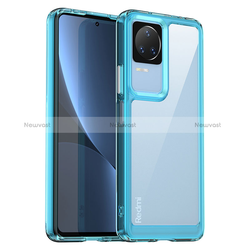 Silicone Transparent Frame Case Cover J01S for Xiaomi Redmi K40S 5G Sky Blue