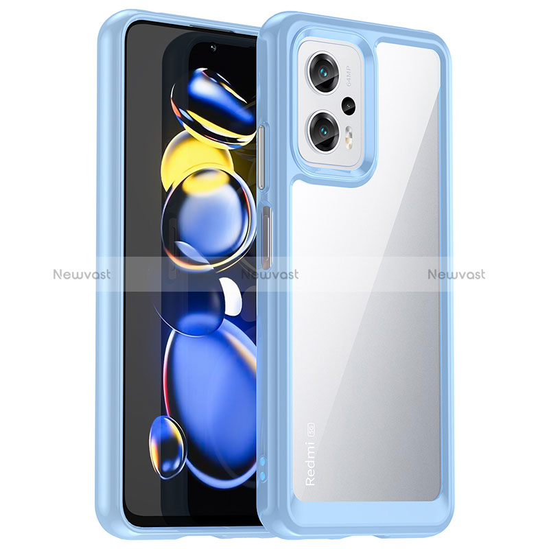 Silicone Transparent Frame Case Cover J01S for Xiaomi Redmi K50i 5G Blue