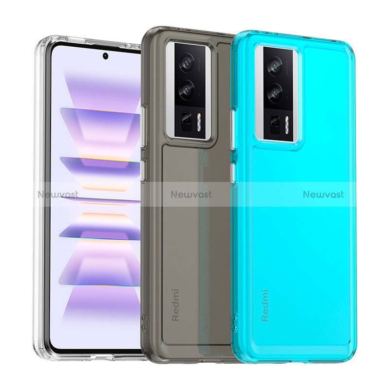 Silicone Transparent Frame Case Cover J01S for Xiaomi Redmi K60 5G