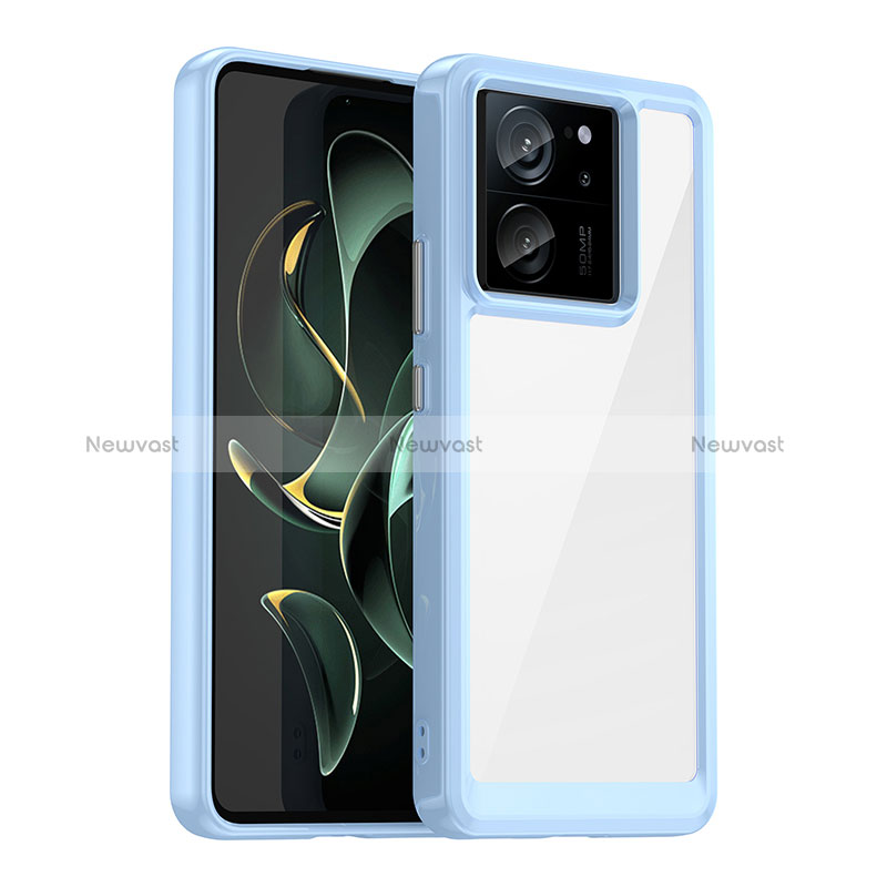 Silicone Transparent Frame Case Cover J01S for Xiaomi Redmi K60 Ultra 5G Mint Blue